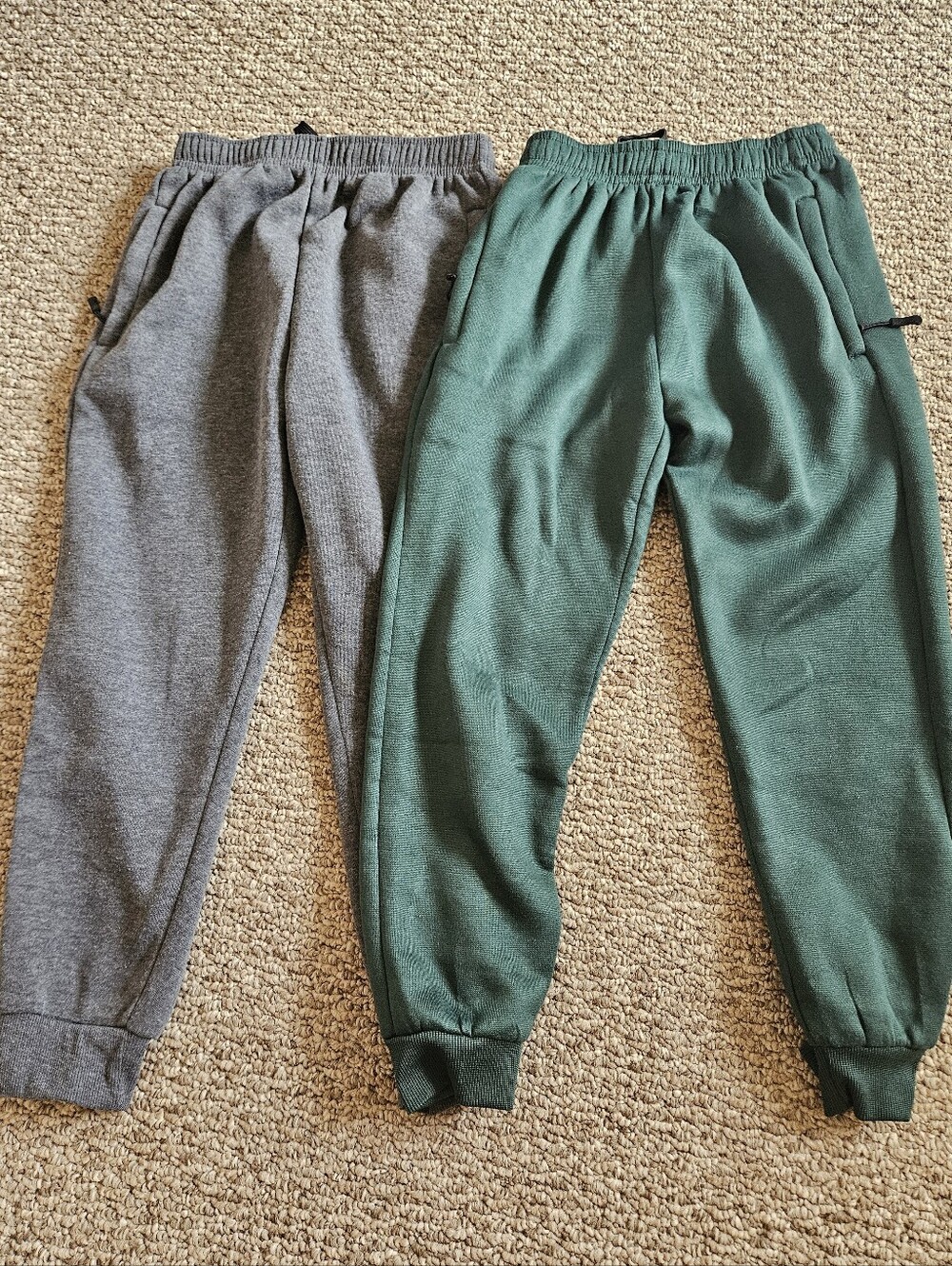 Lot of 2 Kids Cozy Sweatpants Jogger Pants- Gray/Forest Green - Size 10